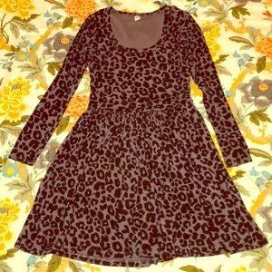 Gray and Black Leopard Print Swing Dress